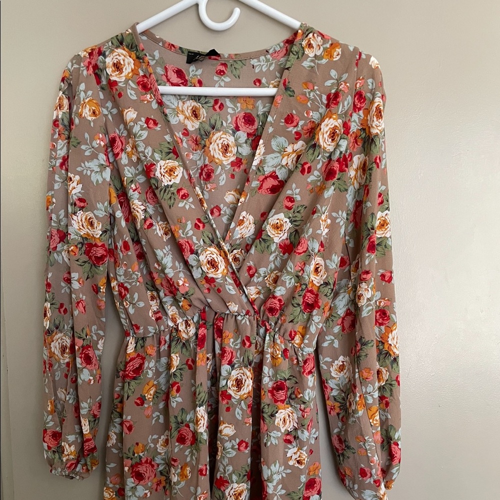 Floral long sleeve romper